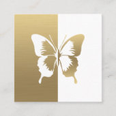 Imitat Gold und Weiße Farbschmetterlinge Quadratische Visitenkarte (Vorderseite)