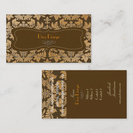 Imitat Goldbarsch-Damastschokolade Visitenkarte (Vorne/Hinten)