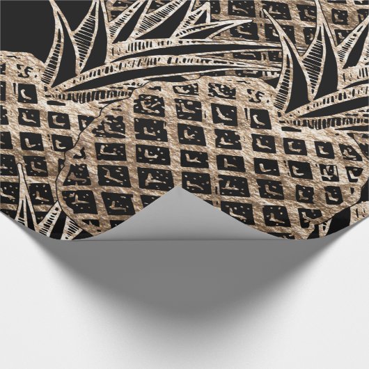 Imitat-Goldblatt-Ananas-Collage Geschenkpapier (Ecke)