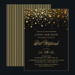 Imitat Goldbrasse Confetti Schwarzmeer Bat Mitzvah Einladung<br><div class="desc">Mit dieser modernen und eleganten Einladung laden Sie Familie und Freunde zu Ihrer Tochter Bat Mitzvah ein. Es ist mit Imitaten goldenen Konfetti-Punkte und Streifen Muster. Personalisieren Sie Ihre Veranstaltung durch Hinzufügen von Namen,  Datum,  Uhrzeit,  Veranstaltungsort und anderen Details. Matching-Elemente sind verfügbar.</div>