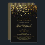 Imitat Goldbrasse Confetti Schwarzmeer Bat Mitzvah Einladung<br><div class="desc">Mit dieser modernen und eleganten Einladung laden Sie Familie und Freunde zu Ihrer Tochter Bat Mitzvah ein. Es ist mit Imitaten goldenen Konfetti-Punkte und Streifen Muster. Personalisieren Sie Ihre Veranstaltung durch Hinzufügen von Namen,  Datum,  Uhrzeit,  Veranstaltungsort und anderen Details. Matching-Elemente sind verfügbar.</div>