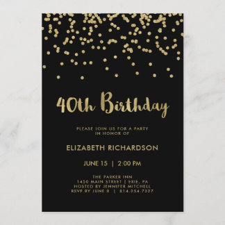 Imitat-GoldConfetti auf 40. Geburtstags-Party des Einladung