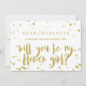 Imitat-GoldConfetti sind- Sie mein Blumen-Mädchen Einladung (Vorderseite)