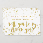 Imitat-GoldConfetti sind- Sie mein Blumen-Mädchen Einladung (Vorne/Hinten)