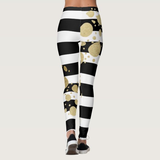 Imitat-Goldfarben-Spritzer auf den schwarzen u. Leggings (Rückseite)