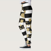 Imitat-Goldfarben-Spritzer auf den schwarzen u. Leggings (Links)