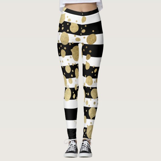 Imitat-Goldfarben-Spritzer auf den schwarzen u. Leggings (Vorderseite)