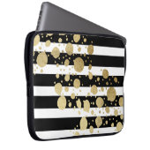 Imitat-Goldfarben-Spritzer auf Schwarzweiss Laptopschutzhülle (Vorne Rechts)