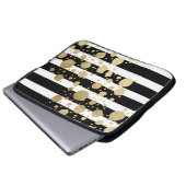 Imitat-Goldfarben-Spritzer auf Schwarzweiss Laptopschutzhülle (Vorne Knopf)
