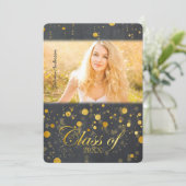 Imitat-Goldfolieconfetti-Foto-Abschluss Einladung (Stehend Vorderseite)