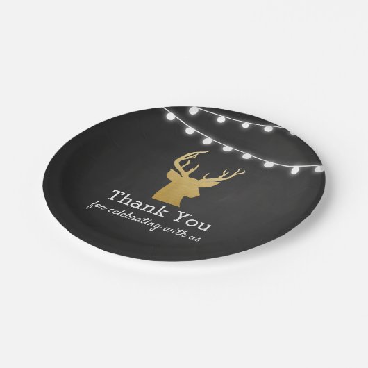 Imitat-Goldfolien-Geweih | der Baby-Duschen-| Pappteller (Schrägansicht)