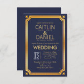 Imitat-Goldfolien-Marine-Blau-elegante Einladung (Vorne/Hinten)
