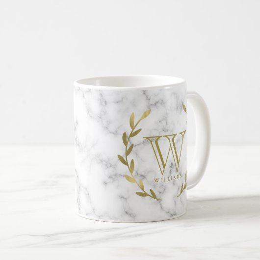 Imitat-Goldfolien-Monogramm auf Kaffeetasse (VorderseiteRechts)