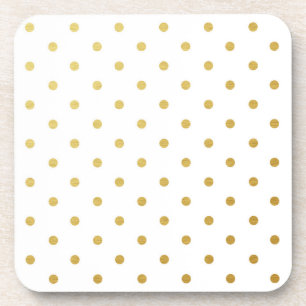 Imitat-Goldfolien-Polka-Punkt-modernes Weiß Getränkeuntersetzer