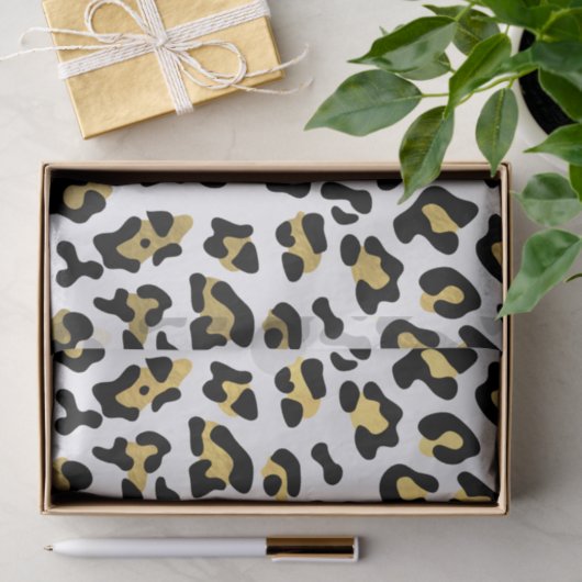 Imitat-Goldfolien-Schwarz-Leopard-Druck-Muster Seidenpapier (Geschenk)