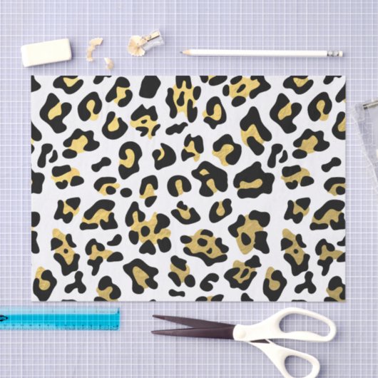 Imitat-Goldfolien-Schwarz-Leopard-Druck-Muster Seidenpapier (Handwerk)