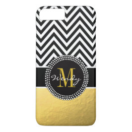 Imitat-Goldfolien-Schwarz-Zickzack mit Monogramm Case-Mate iPhone Hülle