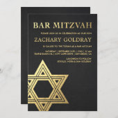 Imitat-Goldfolien-Stern Bar Mitzvah Einladungs-| Einladung (Vorne/Hinten)