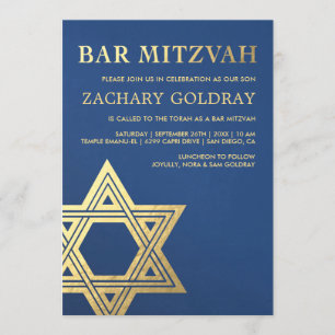 Imitat-Goldfolien-Stern Bar Mitzvah Einladungs-  Einladung