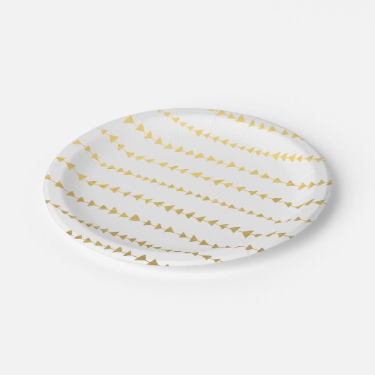 Imitat-Goldfolien-weißes Pfeil-Muster Pappteller (Schrägansicht)
