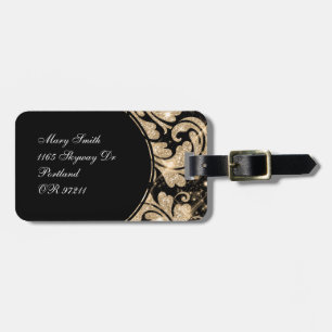 Imitat-GoldGlitzer-Blumenstrudel Gepäckanhänger