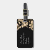 Imitat-GoldGlitzer-Blumenstrudel Gepäckanhänger (Vorderseite vertikal)