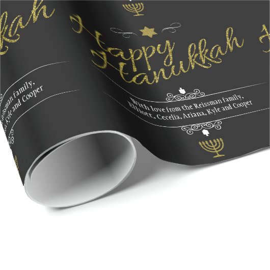 Imitat-GoldGlitzer Chanukka Geschenkpapier (Rolleneckpunkt)