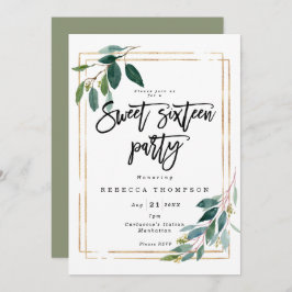 Imitat Goldgrün geometrische moderne süße 16 Einladung