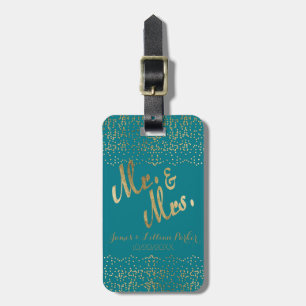 Imitat-Goldherr und Frau Monogram Wedding Gepäckanhänger