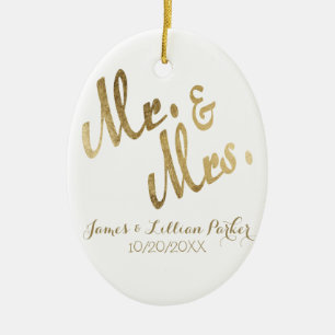 Imitat-Goldherr und Frau Monogram Wedding Keramikornament