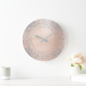 Imitat-Goldkristalleconfetti-Glitzer-Pulver-Rosa Große Wanduhr (Zuhause)