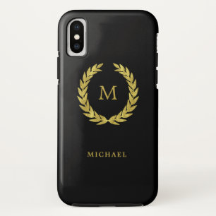 Imitat-GoldlorbeerWreath mit Monogramm auf Case-Mate iPhone Hülle