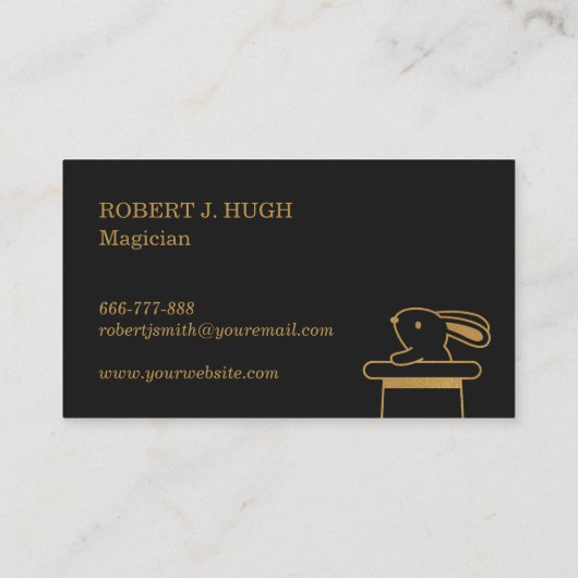 Imitat-Goldmagisches Häschen im Hut-Magier Visitenkarte (Rückseite)