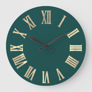 Imitat-Goldmetallische minimale römische Zahlen Große Wanduhr