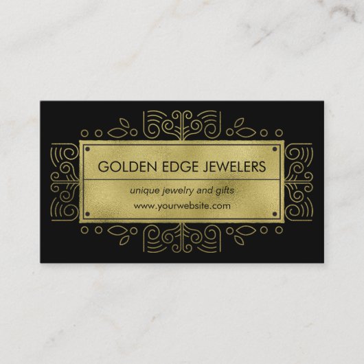 Imitat-Goldmetallischer schwarzer Ornamental Visitenkarte (Vorderseite)