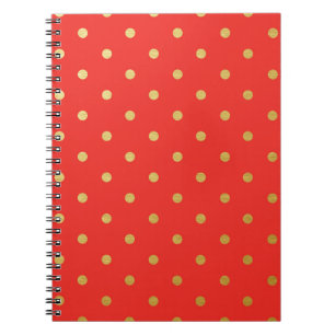 Imitat-Goldpolka-Punkt-rotes metallisches Notizblock