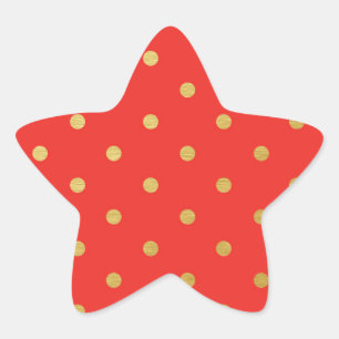 Imitat-Goldpolka-Punkt-rotes metallisches Stern-Aufkleber