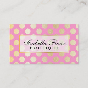 Imitat-Goldpolka-Punkte mit rosa w-Nummernschild Visitenkarte