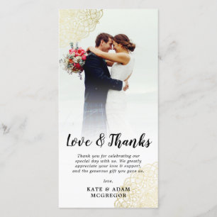 Imitat-Goldspitze-Hochzeits-Foto danken Ihnen Dankeskarte