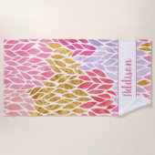 Imitat-GoldWatercolor verlässt Muster Strandtuch (Vorderseite)