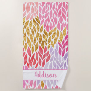 Imitat-GoldWatercolor verlässt Muster Strandtuch