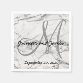 Imitat-graues Marmorierungmonogramm nennt Hochzeit Serviette (Vorderseite)