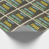 Imitat-Holz, gemalter Text-Blick, 19. Geburtstag + Geschenkpapier (Ecke)