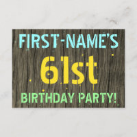 Imitat-Holz, gemalter Text-Blick, 61. Geburtstag +