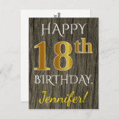 Imitat-Holz, Imitat-Gold18. Geburtstag + Postkarte (Vorne/Hinten)