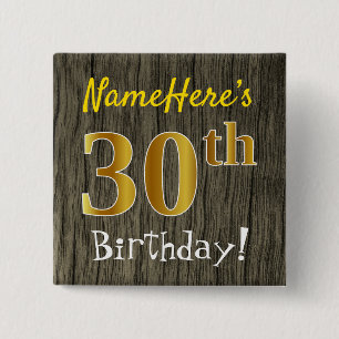 Imitat-Holz, Imitat-Gold30. Geburtstag + Button