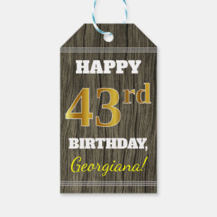 Imitat-Holz, Imitat-Gold43. Geburtstag + Geschenkanhänger