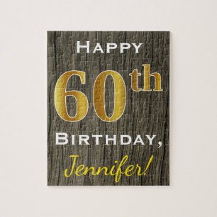 Imitat-Holz, Imitat-Gold60. Geburtstag + Puzzle