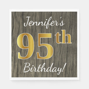 Imitat-Holz, Imitat-Gold95. Geburtstag + Serviette