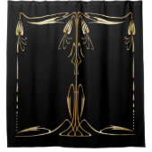 Imitat im Jugendstil mit goldfarbenem Blumenmotiv  Duschvorhang (Vorderseite)